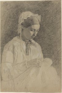 女人刺绣，1855-1860 作者 埃德加·德加