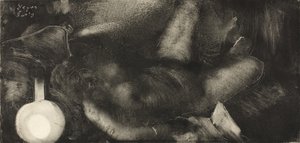 斜倚在她床上的女人，约1885年 作者 埃德加·德加