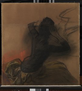调整头发的女人，约1884年 作者 埃德加·德加