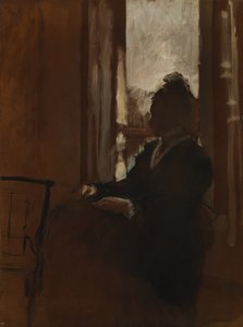 在窗口的女人，c.1871-2（纸上亚麻布上的油） 作者 埃德加·德加