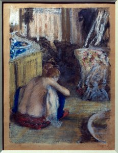 Woman squatting Pastel on monotype by Edgar Degas (1834-1917) 1877 Sun. 0,18x0,14 m Paris, musee d