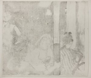 咖啡馆前的妇女，傍晚，约 1877 年（象牙梭织纸上的同名单版画） 作者 埃德加·德加