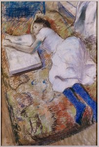 年轻的女孩伸出看专辑，c.1889 作者 埃德加·德加