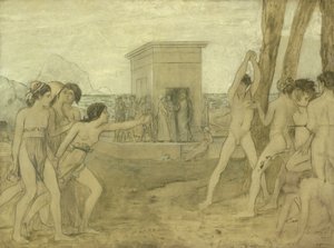 年轻的斯巴达女孩挑战男孩，约1860年 作者 埃德加·德加