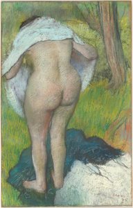 年轻女子为自己穿衣，1885年。 作者 埃德加·德加