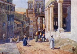 西班牙北部：Betanzos，柱廊街（彩色平版印刷） 作者 埃德加 TA 威格拉姆