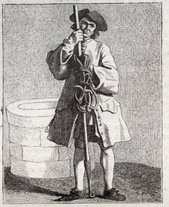 水井清洁工--《Pepetit metier de Paris》（取自下层民众的研究，或巴黎的呼声）--由埃德蒙-布沙东（1698-1762）雕刻。