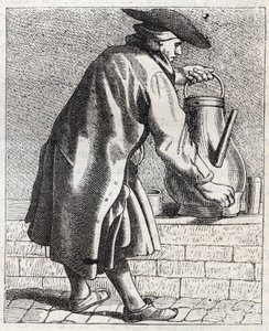 Le marchand de cafe - Pepetit metier de Paris (Études prises dans le bas Peuple, ou les Cris de Paris) - engraving by Edme Bouchardon (1698-1762)