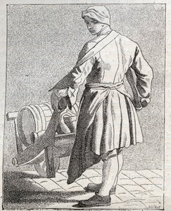 Le marchand de vinegar - Pepetit metier de Paris (Études prises dans le bas Peuple, ou les Cris de Paris) - Edme Bouchardon (1698-1762)的版画。 作者 埃德梅·布查顿