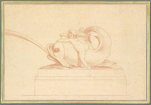 丘比特向左喷水海豚。 1737 作者 埃德梅·布查顿