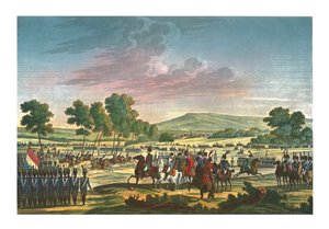1807年6月28日在蒂尔西特（Tilsit）的两个皇帝的陪练下的帝国卫队（c1850）
