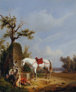 德语: Reiter mit Pferd 骑着马 作者 埃德蒙·简·巴蒂斯特·查格尼