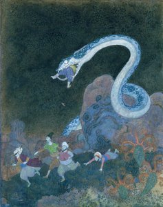 塞尔维亚童话：蛇的故事（纸上水彩画） 作者 埃德蒙·杜拉克（Edmund Dulac）