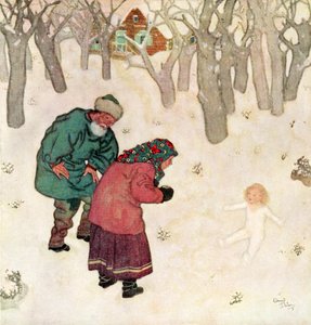 "俄罗斯童话《斯涅戈洛奇卡》插图，选自埃德蒙-杜拉克的《童话书》：盟国童话》，1916 年出版 作者 埃德蒙·杜拉克（Edmund Dulac）