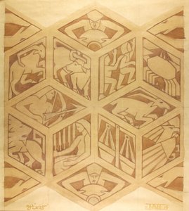 黄道十二宫--装饰艺术，1934 年 4 月（纸面水粉画）