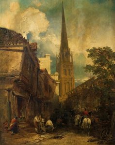 Bayley Lane，与Drapers Hall和St. Michael&39;s Church，Coventry，1851 作者 埃德蒙·约翰·尼曼