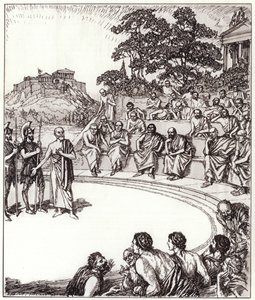苏格拉底在他的法官面前（石版画） 作者 埃德蒙·约瑟夫·沙利文
