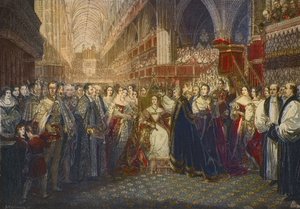 1838年6月28日维多利亚女王在伦敦威斯敏斯特教堂的加冕仪式 - 大不列颠及爱尔兰女王维多利亚（1819-1901）在威斯敏斯特教堂的加冕仪式 作者 埃德蒙·托马斯（之后）帕里斯