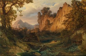 埃德蒙-冯-沃恩德尔晚间浪漫风景 1859 年 作者 埃德蒙·冯·沃德尔