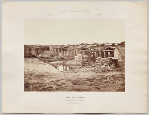 图卢兹至巴约讷的铁路。阿兰桥（三座拱桥，每座宽 17 米）。1861 年 7 月 21 日的工程状况 作者 爱德华·巴尔杜斯（Edouard Baldus）