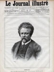 阿尔弗雷德-格雷文（1827-1892）雕塑家、漫画家、漫画家和法国戏剧服装设计师--纳维利埃根据纳达尔在1892年《插图杂志》上的照片所做的雕刻