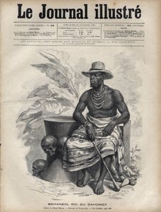 达荷美（贝宁）国王贝汉津（1844-1900）的肖像--纳维利埃在1892年的《图解日记》中的雕刻作品