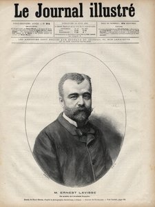 法国历史学家和学者欧内斯特-拉维斯（1842-1922）的肖像--纳维利埃在1892年 "杰出杂志 "上的版画。