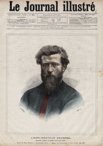 中部非洲的法国探险家保罗-克兰佩尔（1864-1891）的肖像--纳维利埃在1891年《图解日记》中的雕刻作品