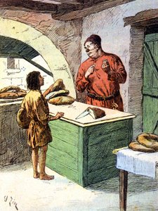 中世纪的面包师，约 1900 年（雕刻） 作者 爱德华·弗朗索瓦·齐尔