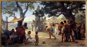 希腊古董：Joseph Dantan（1848-1897）1875 年鲁昂，美术博物馆（Musee des Beaux Arts）的“圆盘游戏”（discobolus）paintrue