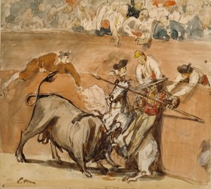 斗牛，1865年（石墨上的水彩画） 作者 爱德华·马奈