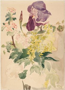鸢尾花，金莲花和天竺葵花，1880年 作者 爱德华·马奈