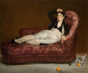 西班牙服装的说谎的少妇。 1862-63 作者 爱德华·马奈