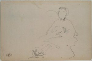 马奈 - 坐着的女人的素描（素描本中的叶片），约 1864-1868 年 作者 爱德华·马奈