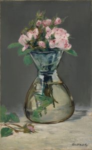 在花瓶的青苔玫瑰。 1882 作者 爱德华·马奈