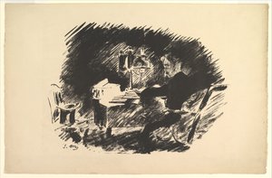曾几何时，午夜的沉闷。埃德加-爱伦-坡为《乌鸦》所作的插图，1875年。 作者 爱德华·马奈