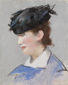 一位女士的肖像》，约 1882-83 年（粉彩，底色亚麻画布） 作者 爱德华·马奈