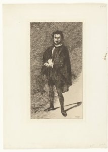 演员 Philibert Rouvière 扮演哈姆雷特时的肖像
鲁维耶尔饰演哈姆雷特
悲剧演员 作者 爱德华·马奈
