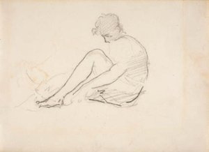 坐着的女人（男人头像的浅写生） 作者 爱德华·马奈