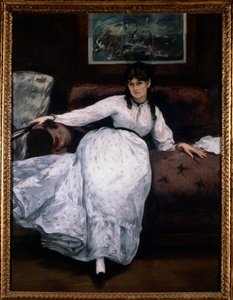 其余（女画家贝尔特·莫里索在沙发上的肖像）爱德华·马奈（1832-1883）1870 年普罗维登斯的绘画。 艺术博物馆 作者 爱德华·马奈