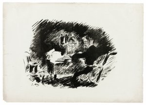 灯下》，选自《乌鸦》（Le Corbeau）（"曾经在一个沉闷的午夜......"）。 作者 爱德华·马奈