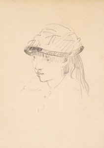 圆帽的年轻女孩，1878-79（石墨在纸上） 作者 爱德华·马奈