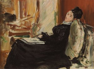 书的年轻女子；书，约1875年的年轻女子 作者 爱德华·马奈