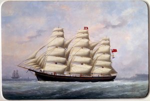 帆船威廉劳伦斯水彩画 作者 Edouard Adam (1847-1929) 1881 巴黎，海洋博物馆