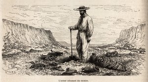 Paul Marcoy exhumant des mummies Incas (Bas Peru), engraving by E.Riou illustrating the journey in the mountains, the valley of Huarancalqui and the regions of Pjonal, from 1862 to 1863, by Paul Marcoy, published in “Le tour du monde”” 1875, edited by Edou 作者 爱德华·里奥（Edouard Riou）