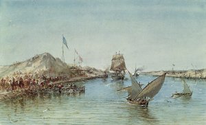 1869年在就职典礼上纪念Eugenie皇后航行纪念册（1826-1920）的苏伊士运河上发货（纸上写着）