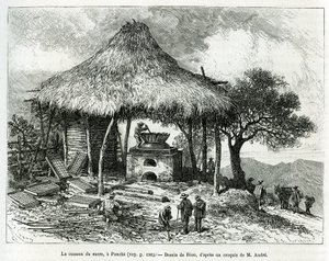 位于 Panche（哥伦比亚）的糖烤炉，由 Riou 绘制，用于说明 1875-1876 年 Ed. 安德烈，法国政府负责旅行者任务。 在 Le tour du monde 雕刻 作者 爱德华·里奥（Edouard Riou）