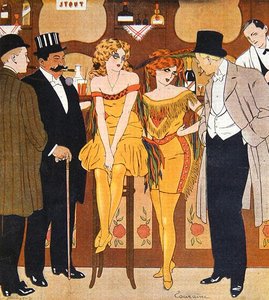 妓女和她们的客户的漫画，来自 "Le Rire"。