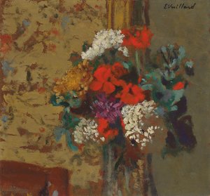 天竺葵和琼花玫瑰；天竺葵和雪球，约1910年 作者 爱德华·维拉德