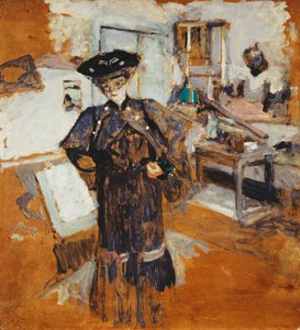 面纱中的女士，双手叉腰；面纱上的女士，臀部上的手，c.1902-03 作者 爱德华·维拉德